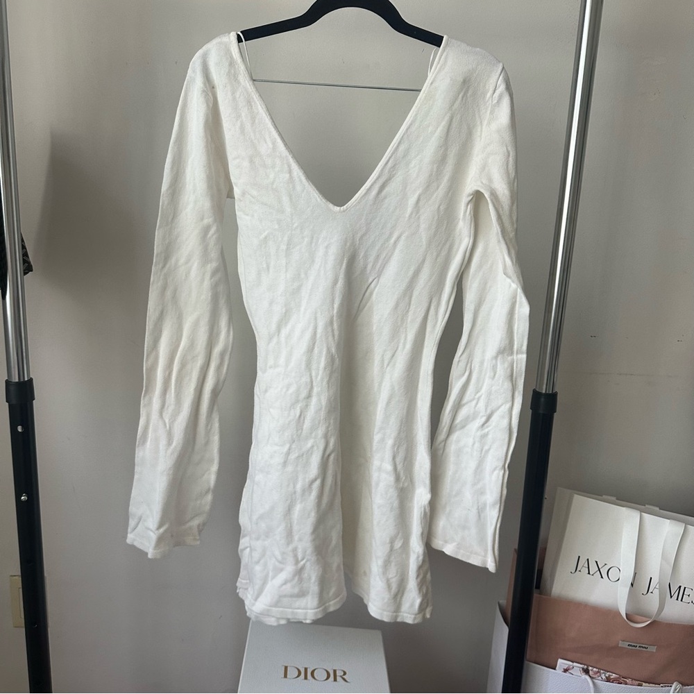 Meshki White Long Sleeve Coverup Dress